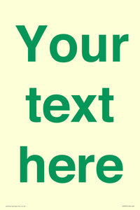 Custom blank information sign. Green text, plain background